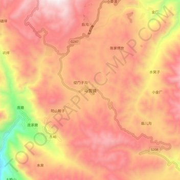 Topografische Karte 马营镇, Höhe, Relief