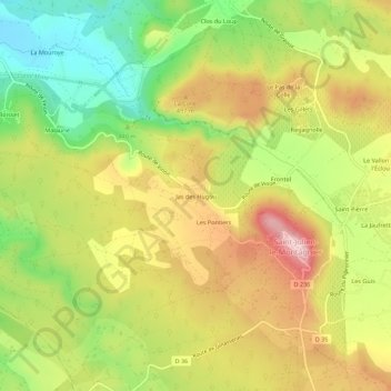 Topografische Karte Jas des Hugou, Höhe, Relief