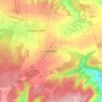 Topografische Karte Haufeld, Höhe, Relief