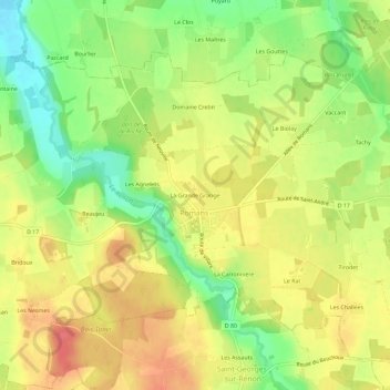 Topografische Karte La Grande Grange, Höhe, Relief