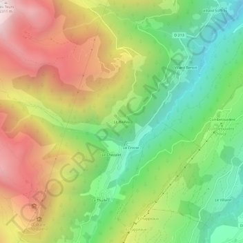 Topografische Karte Le Biollay, Höhe, Relief