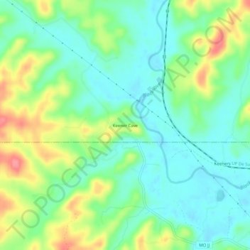 Topografische Karte Keener Cave, Höhe, Relief