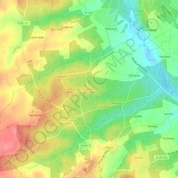 Topografische Karte Les Potiers, Höhe, Relief