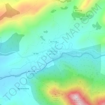 Topografische Karte Aliseda de Tormes, Höhe, Relief