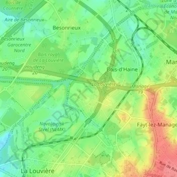 Topografische Karte Haie du Rœulx, Höhe, Relief