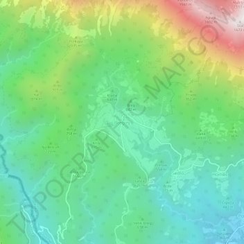 Topografische Karte Bergenach, Höhe, Relief