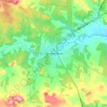 Topografische Karte Coonabarabran, Höhe, Relief
