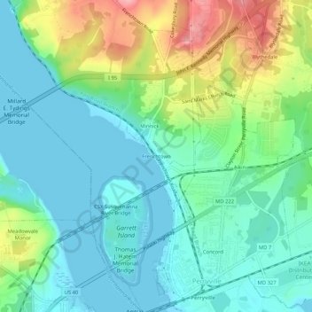 Topografische Karte Frenchtown, Höhe, Relief