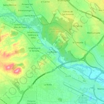 Topografische Karte La Presa, Höhe, Relief