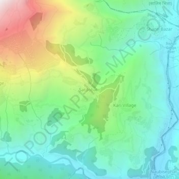Topografische Karte Satdobato, Höhe, Relief