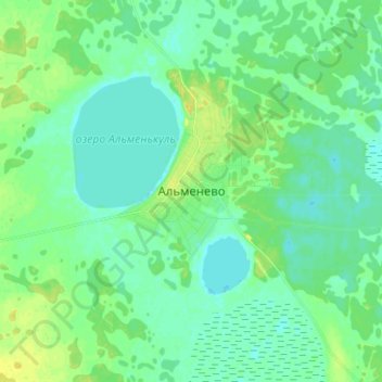Topografische Karte Альменево, Höhe, Relief