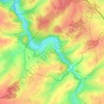 Topografische Karte Lucenay, Höhe, Relief