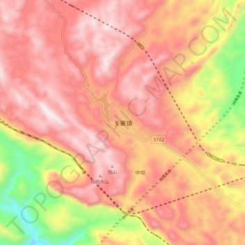 Topografische Karte 关寨镇, Höhe, Relief