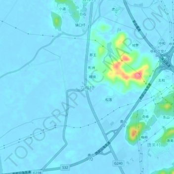 Topografische Karte 六福村, Höhe, Relief