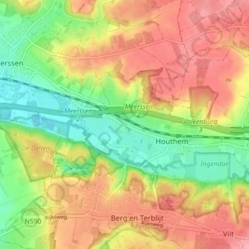Topografische Karte Vroenhof, Höhe, Relief