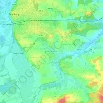 Topografische Karte Rederzhausen, Höhe, Relief