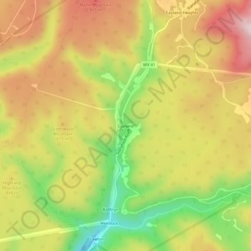 Topografische Karte Layland, Höhe, Relief