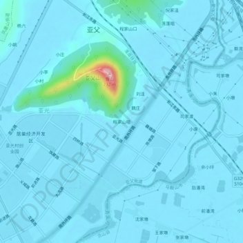 Topografische Karte 程家山咀, Höhe, Relief