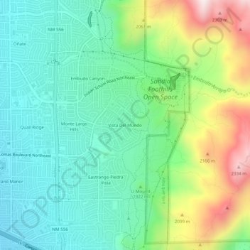 Topografische Karte Vista Del Mundo, Höhe, Relief