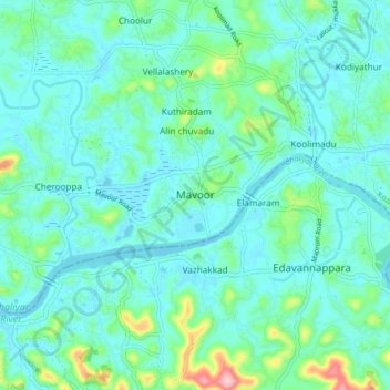 Topografische Karte Mavoor, Höhe, Relief