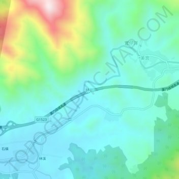 Topografische Karte 林口, Höhe, Relief