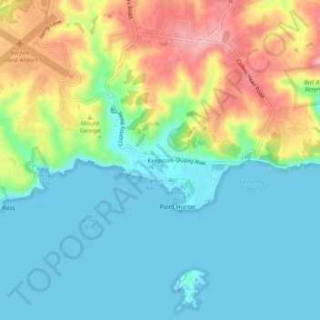Topografische Karte Kingston, Höhe, Relief