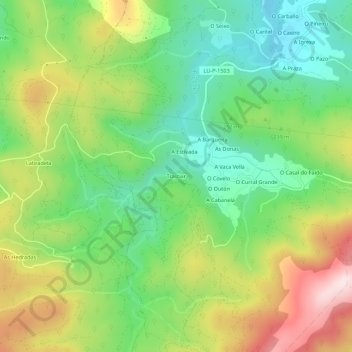 Topografische Karte Trasbar, Höhe, Relief