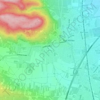Topografische Karte Gainfarn, Höhe, Relief