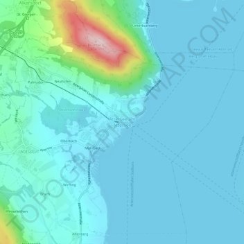 Topografische Karte Attersee, Höhe, Relief