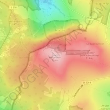 Topografische Karte Heidelstein, Höhe, Relief