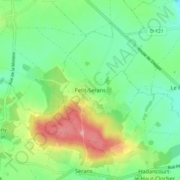 Topografische Karte Petit-Serans, Höhe, Relief