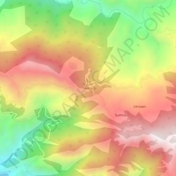 Topografische Karte Hulna, Höhe, Relief