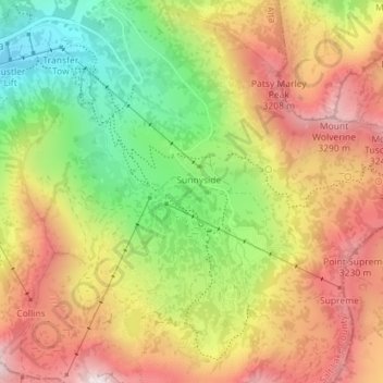 Topografische Karte Albion Basin, Höhe, Relief