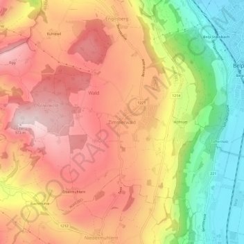 Topografische Karte Zimmerwald, Höhe, Relief