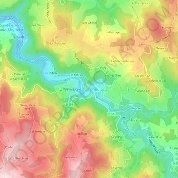 Topografische Karte La Chapelette, Höhe, Relief