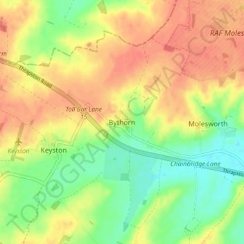 Topografische Karte Bythorn, Höhe, Relief