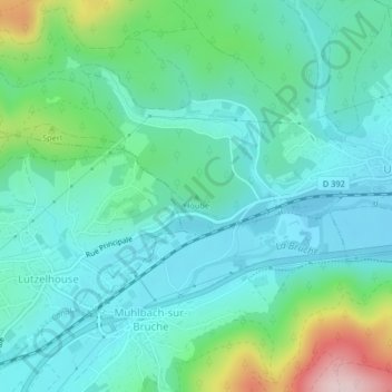 Topografische Karte Hoube, Höhe, Relief