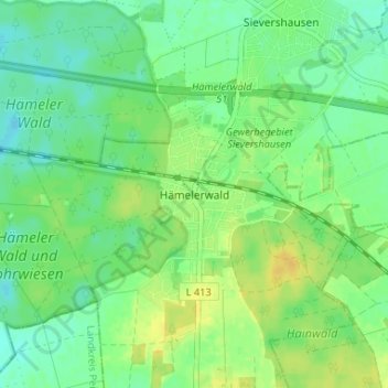 Topografische Karte Hämelerwald, Höhe, Relief
