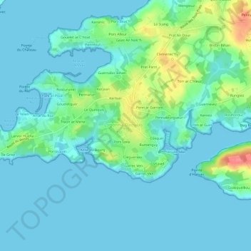Topografische Karte Le Bourg, Höhe, Relief