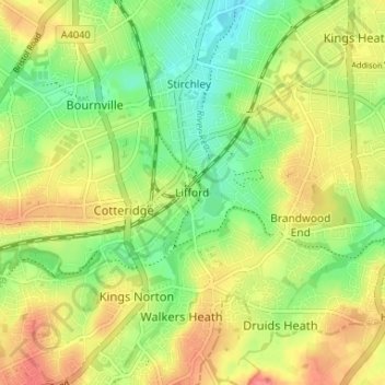 Topografische Karte Lifford, Höhe, Relief