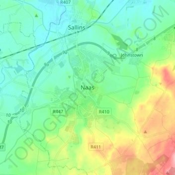 Topografische Karte Naas, Höhe, Relief