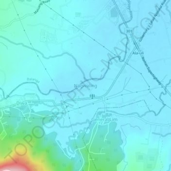 Topografische Karte Nagwaling, Höhe, Relief