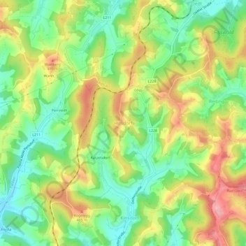 Topografische Karte Hirsdorf, Höhe, Relief