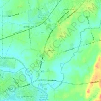 Topografische Karte Discovery, Höhe, Relief