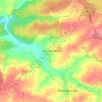 Topografische Karte Fourbechies, Höhe, Relief