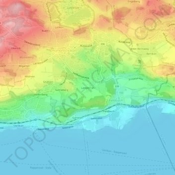 Topografische Karte Langenriet, Höhe, Relief