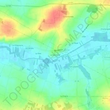 Topografische Karte Le Port Neuf, Höhe, Relief