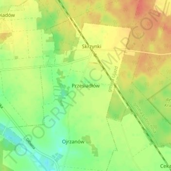 Topografische Karte Przesiadłów, Höhe, Relief