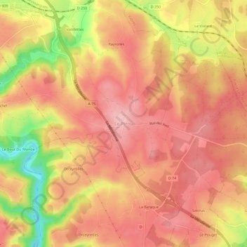 Topografische Karte Le Pirou, Höhe, Relief