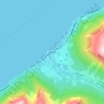 Topografische Karte Vartdal, Höhe, Relief